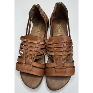 Roan By Bed-Stu Clarise Brown Leather Woven Sandals Size 7.5